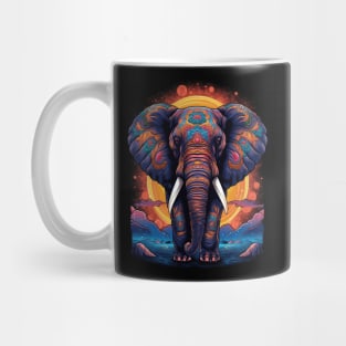 Colorful Elephant and Sunrise Pop Art Mug